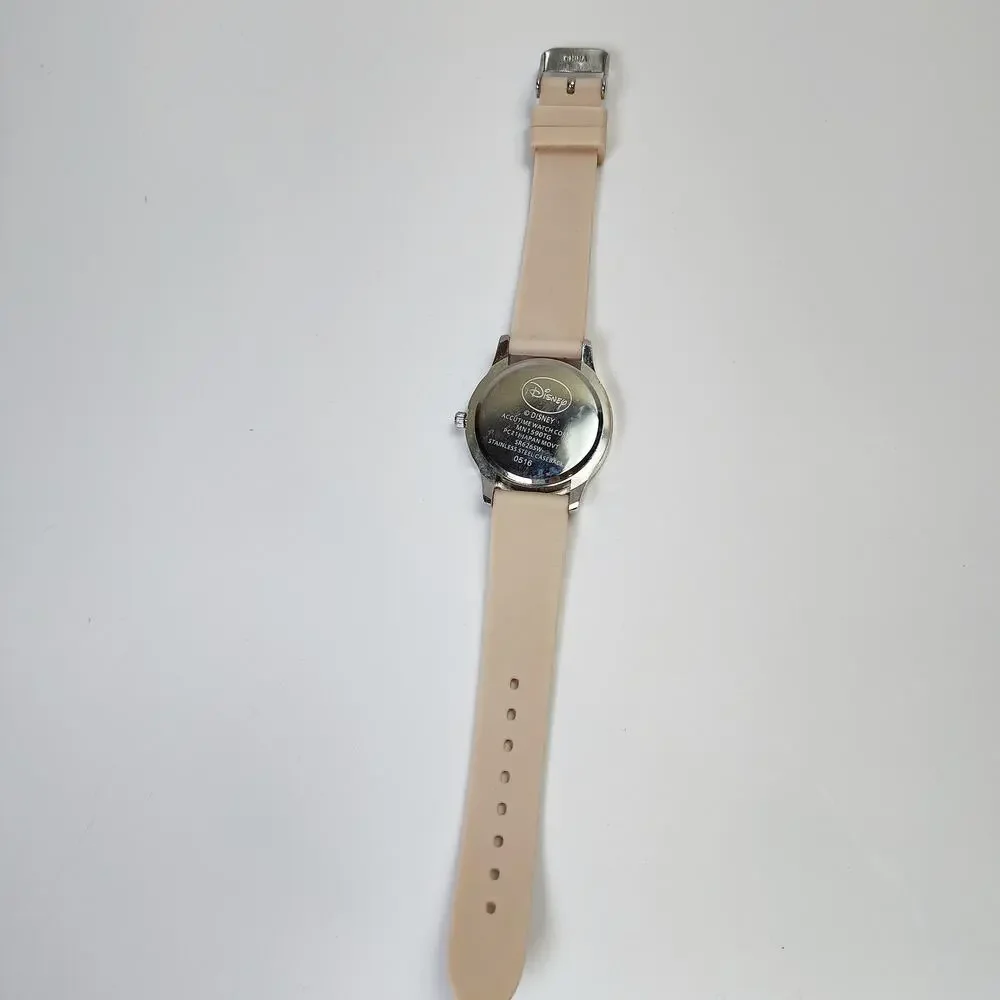 Disney Minnie Mouse Watch Blush Pink Rhinestone Bezel Silicone Band